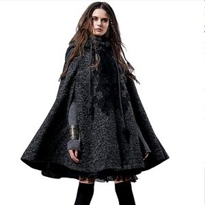 Artka Women's Hooded Woolen Cape/ Cloak/ Trench  Coat with Vintage Embroidery